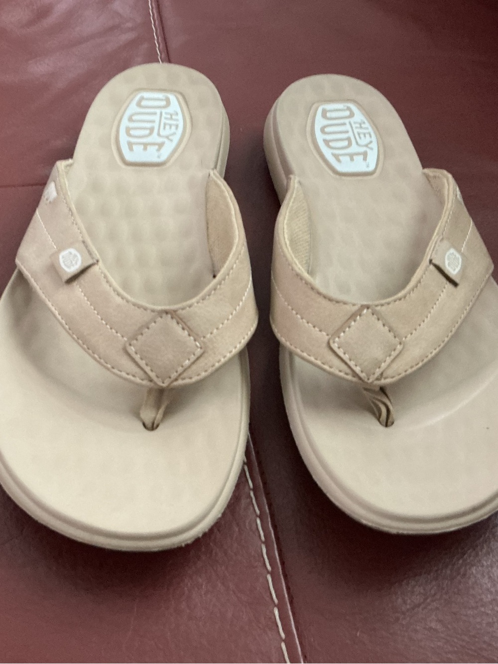 Hey Dude Light Beige Quilted Thong Slide Sandals Size 11 Women